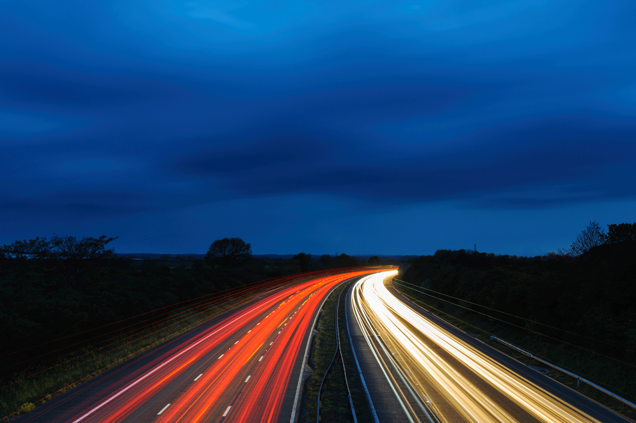 UK Highway at night