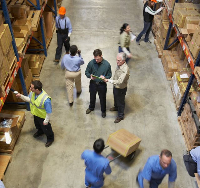 People working in a warehouse