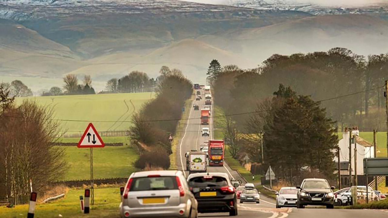 Traffic moving along A66 road