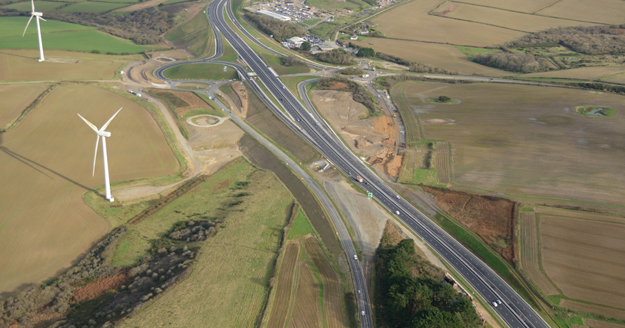 A30 dual carriageway in Cornwall, constructed by Costain