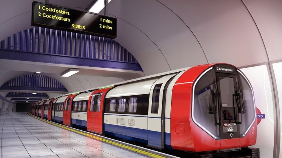 Underground train at Piccadilly station