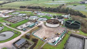 Overhead shot of Crewe waste water treatment works