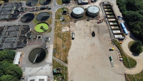 Drone shot of Severn Trent Sewage Treatment Works