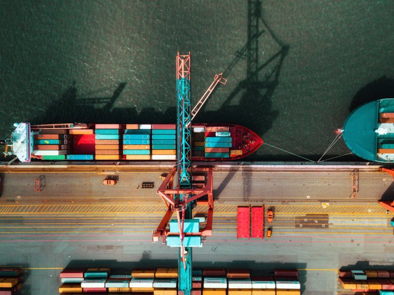Cargo ship in port