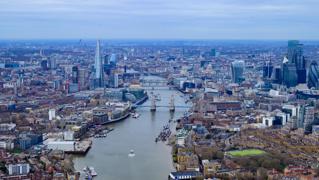 London skyline along the Thames